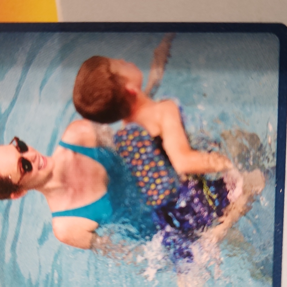 New SWIMWAYS BOYS FISH Swim Vest with Blue and Orange Polka Dots - Picture 2 of 12